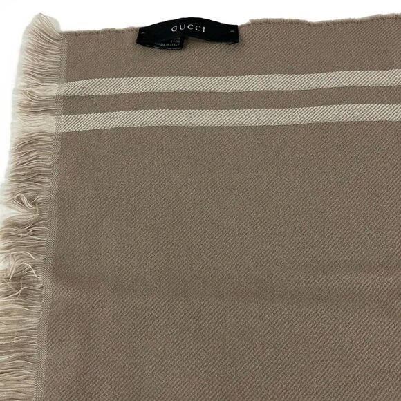 Auth GUCCI - Khaki Wool Scarf - Picture 6 of 7
